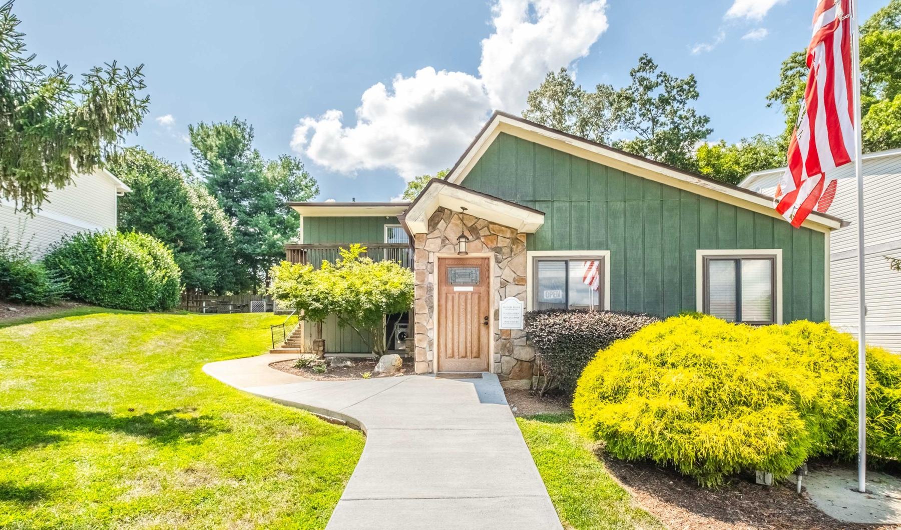 Settle into comfort at Ridge View Apartments exterior entrance to leasing office